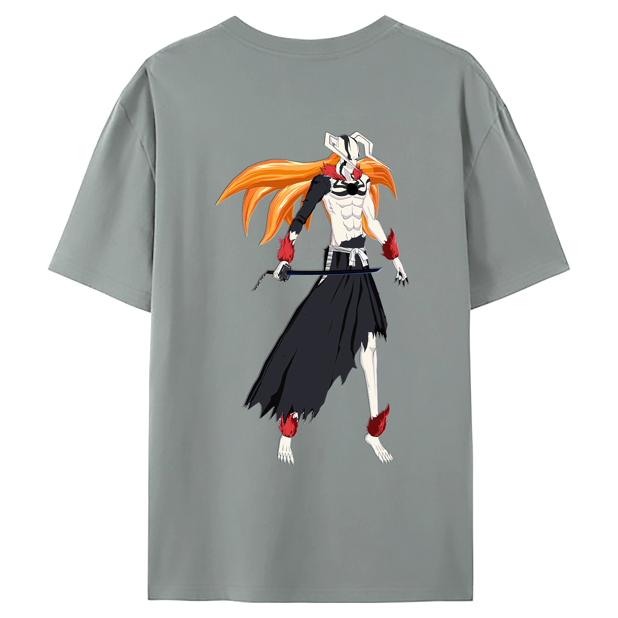 （画像用） ブリーチ 黒崎一護（くろさき いちご）BLEACH Kurosaki Ichigo 綿100％ メンズ半袖Tシャツ（バックプリント） 通気性